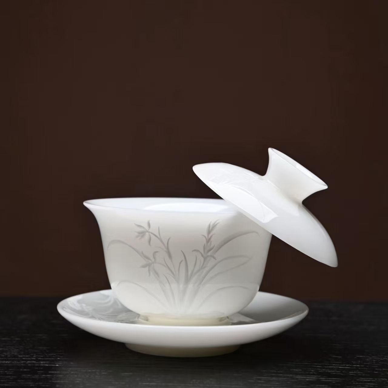 冰种璞玉瓷  盖碗（德化高白瓷）